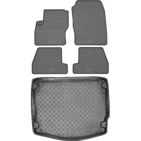 Juego de alfombrillas de goma para coche y maletero para Ford Focus III Hatchback (2011-2018).