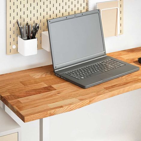 vidaXL Dessus de bureau marron clair bois chêne massif rectangulaire (1/5)