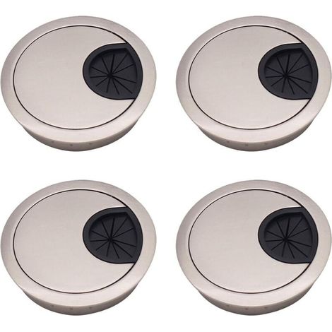 tapas para pasacables, de aleación de zinc, redondas, empotradas, de 60 mm, para escritorios y encimeras de oficina, color plata cepillada. (1/5)