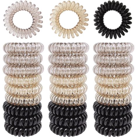 27 Pièces Elastique Cheveux Spirale, Chouchous pour Queue de Cheval, Elastique à Cheveux Sans Dommages, Spirale en Plastique, Chouchous pour Queue de Cheval pour Femme et Fille (Multicolore) (1/5)