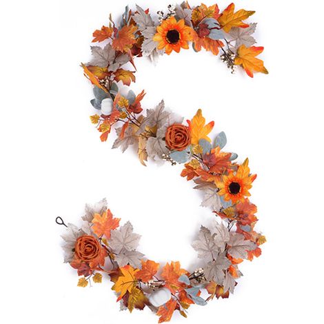 Soavoa Guirlande Automne Feuilles d'Érable et Roses Artificielles Décoration Murale Intérieure pour Mariage et Thanksgiving 200cm (1/4)