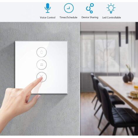 Interrupteur Wi-Fi pour volet roulant, compatible avec Alexa et Google Home, interrupteur tactile Wi-Fi avec minuterie et fonctions de partage [fil neutre requis] (lot de 2) (1/4)