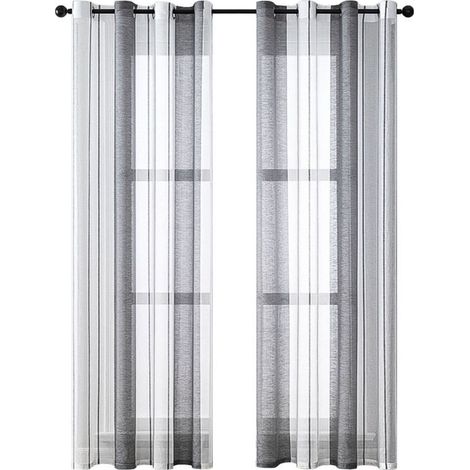 Rideaux Transparents à Oillets - Voile à Rayures - Rideau Décoratif