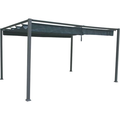 Hesperide – Tonnelle de jardin rectangulaire 400x300cm – Aluminium traité époxy – Toile rétractable déperlant UPF50 – Pour 20 personnes