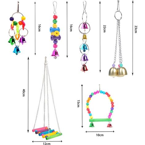 Jouets pour Perroquets, Support, Balançoire et Carillon Jouets et Accessoires pour Perroquets, Cockatiels, Moineaux, Canaris, Hirondelles (1/4)