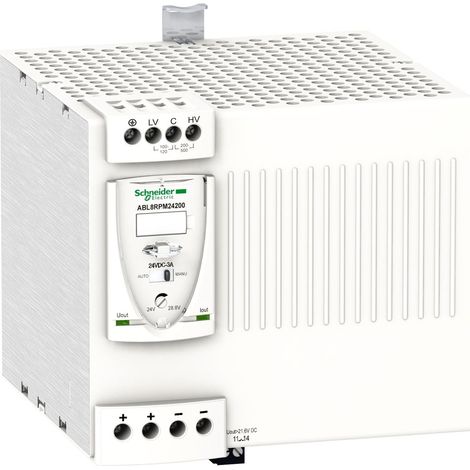 Alimentatore con comm. regolata - 1 o 2 fasi - 100..240 V CA - 24 V - 20 A - ABL8RPM24200