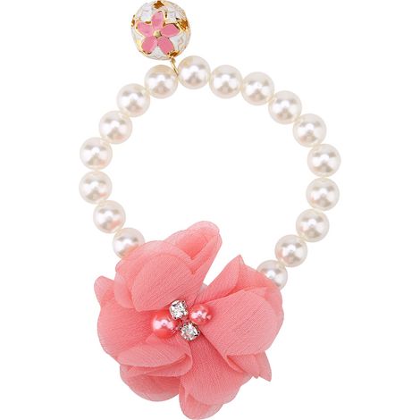 Collier élastique en perles et fleurs pour chien, accessoire de bijou pour collier de chiot (rose) (1/5)