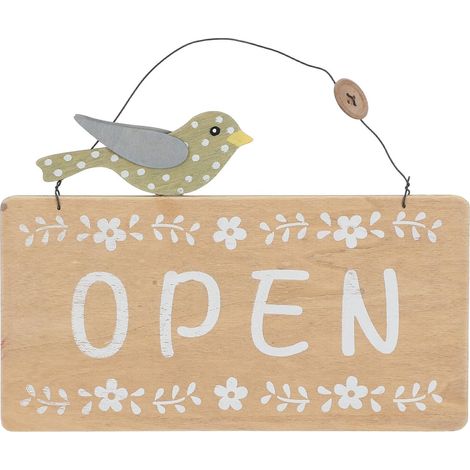 Panneau « Ouvert/Ferm頻 pour devanture de magasin - Panneau décoratif en bois double face, orange, idéal pour commerces, restaurants et bureaux (1/5)