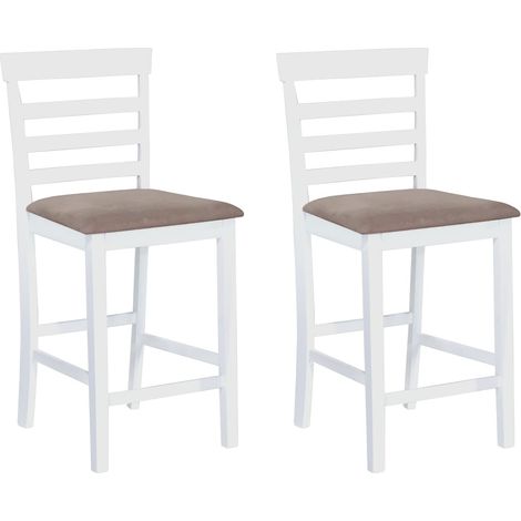 Barhocker 2 Stk. Weiß Stoff