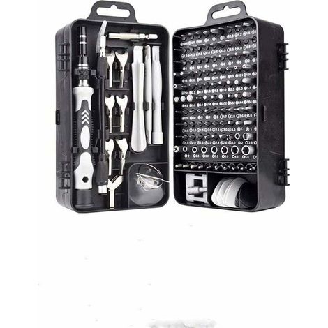Mini tournevis magnétique de précision 135 en 1 - Kit d'outils de réparation pour iPhone, ordinateur portable, montre avec organiseur de rangement, noir (1/5)
