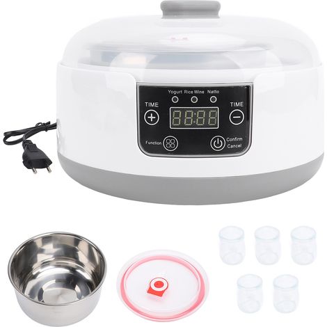 Machine à yaourt électrique 1,2 l, petit incubateur Natto fait maison avec pots, revêtement en acier inoxydable, prise ue, 100-240V (1/5)