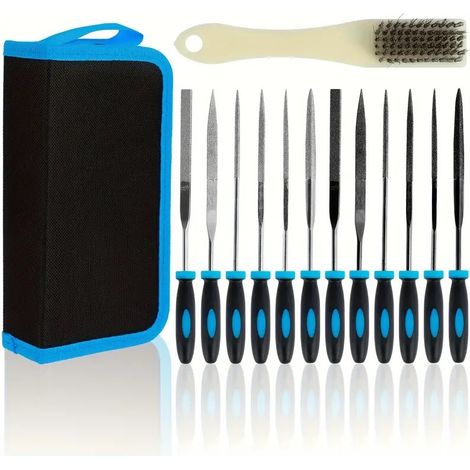 Ensemble de 13 limes assorties : limes diamantées à aiguilles pour le façonnage, limes en acier pour le ponçage du bois, mini-limes, outils