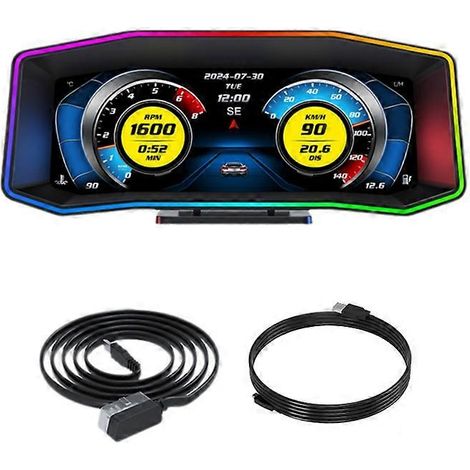 Affichage tête haute multifonction OBD+GPS HUD avec écran LCD 6,2 pouces, accéléromètre à turbine intelligent, indicateur de pente. (1/5)