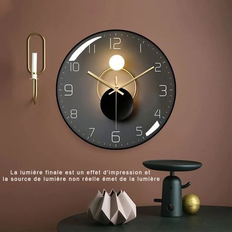 Geräuschlose Wanduhr, 30 cm Durchmesser, runde digitale Quarz-Wanduhr, geeignet für Wohnzimmer, Büro, Schlafzimmer, Küche (Schwarz) (1/4)