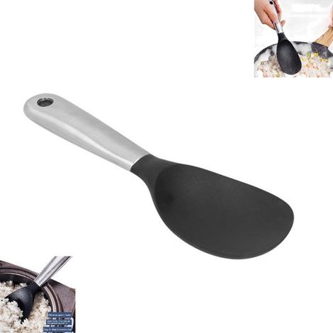 cucchiaio da riso in silicone con manico, cucchiaio in silicone antiaderente, cucchiaio per mescolare, cucchiaio da cucina, cucchiaio da cucina per mescolare, cucchiaio da riso in silicone (1/5)