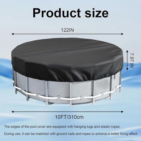 Pool Cover Protection Tarpaulin, 310 cm, Black (1/3)
