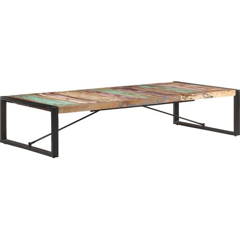 Table basse industrielle 180 x 90 x 40 cm en bois massif de récupération, acier noir - PANGIVO (1/5)