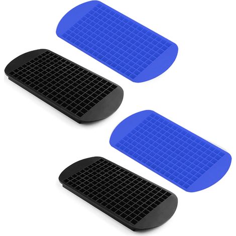 Mini Ice Cube Tray - 160 Cavities - BPA-Free Silicone - Freezer-Safe - With Lid - For Drinks Soups And Baby Food - Pack Of 2 (1/5)
