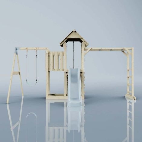 PolarPlay Spielturm Strömsund aus Holz in BlauKinderschaukel Einzel