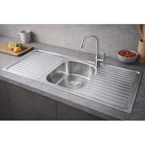ViandPro Single Bowl Double Drainer Sink - 1200 x 500mm - Satin Finish