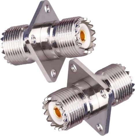 Connecteur femelle UHF vers femelle, bride de panneau à 4 trous, connecteur pour montage sur châssis, SO239, PL259, connecteur à souder pour câble coaxial RF, adaptateur coaxial, 2 pièces (1/5)
