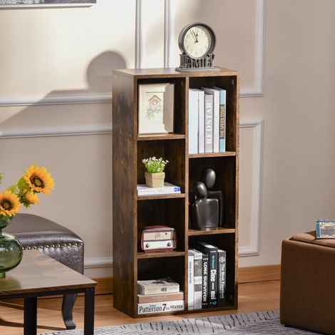 Bibliothèque Armoire Livres Compartiments Plantes Limes Rustique Mobilier Intérieur Bois Marron 50x24x106cm