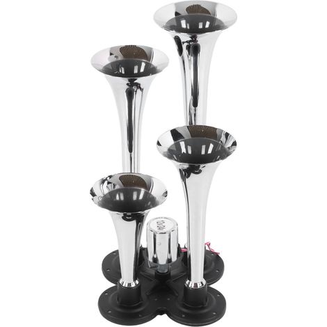 Klaxon pneumatique 12V/24V 4 Trompettes 150dB Super Puissant pour Camions Voitures Vans Pickups Bateaux (1/5)