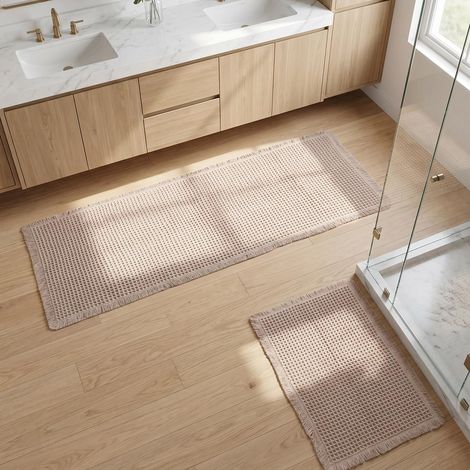 Juego de 2 alfombrillas antideslizantes para cocina, alfombrilla lavable para colocar frente al fregadero, alfombrilla de baño de estilo bohemio para lavadero, dormitorio, sala de estar, baño, color b (1/5)