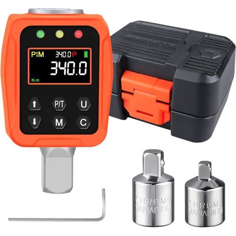 Adaptateur Dynamométrique Numérique 1/2'' 17-340 Nm, Clé Dynamométrique Numérique, Précision ±1% avec Écran LCD Couleur et Buzzer, Adaptateurs 1/4'', 3/8'' pour Voiture, Moto, Vélo (1/5)