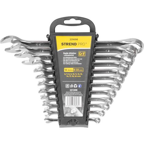 Schlüsselsatz Strend Pro HR31584, 12-teilig, Cr-V, 6-22 mm, Ringmaulschlüssel