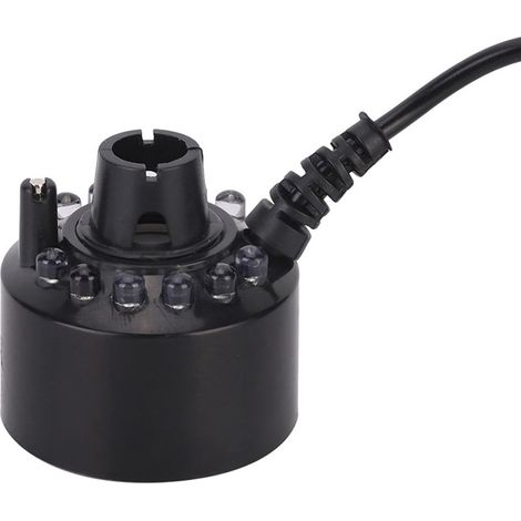 Fontaine à eau pour aquarium noir avec 12 LED, brumisateur ultrasonique, accessoire pour bassin intérieur et extérieur, prise UE 110-240 V (1/5)
