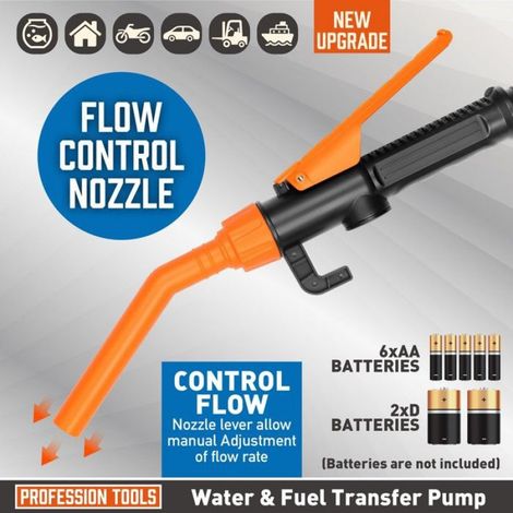 Pompe électrique de transfert de carburant sur batterie – Pompe siphon portable de 2,4 GPM avec contrôle du débit (1/5)