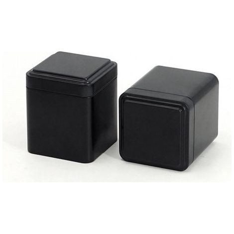 Boîte à thé 2 pièces - Boîte à thé - Boîte de rangement en métal - Boîte à thé - Mini boîte en métal - Boîte de rangement de bureau - Noire - Fer - 7 × 7 × 8,5 cm Noir (1/5)