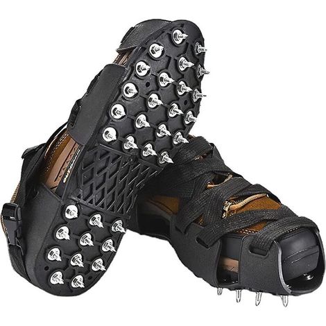 Spikeschuhe für Harzbeschichtungen, Epoxidböden, Estrich, Bodenverlegung, Spikesteigeisen für Estrich, Eissteigeisen, schwarz - 45 (1/5)