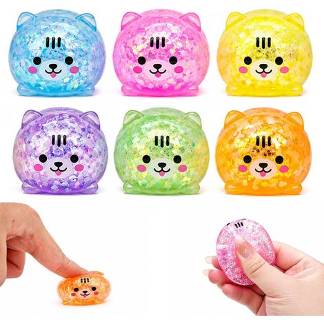 6 Pièces Squeeze Toys, Glitter Sensory Stress Ball