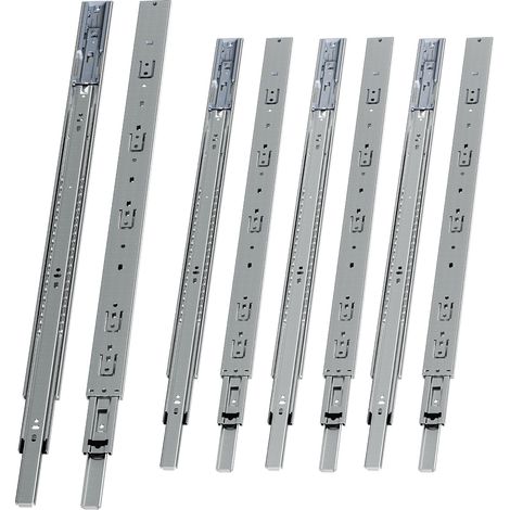 Randaco 4 Paar Schubladenschienen 650 mm Vollauszug, 3-teilig, Softclose mit Selbsteinzug, 45 kg Tragkraft, Schubladenauszug aus Stahl (1/5)