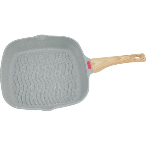 Grillpfanne aus Aluminiumlegierung mit Kunststoffgriff, schneller Wärmeleitung, großem Fassungsvermögen, ideal für Speck, Steaks und Zwiebeln (1/5)