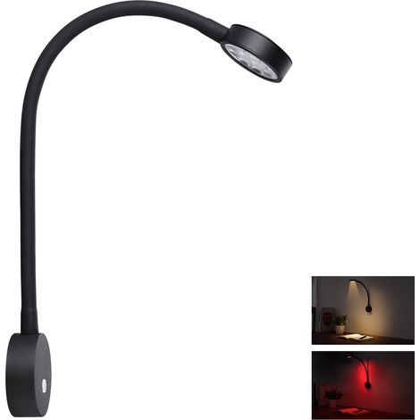 Lampe De Lecture 12V - 1 Unité - Métal - Flexible Col De Cygne - Camping-Car Bateau - Avec USB Et Veilleuse Rouge (1/5)
