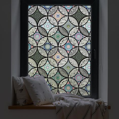 JSSEVN - Non-adhesive vinyl film for bathroom windows, showers, shower doors, UV-resistant, 44.5 x 200 cm (1/5)