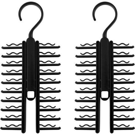 2 Pièces Cintres Porte Cravates, Porte-Cravates Réglable en X, Antidérapant Cravates Clips, Rotation Libre à 360° Support de Antidérapant Cravate, pour Cravates, Ceintures, Chaussettes(Noir) (1/5)