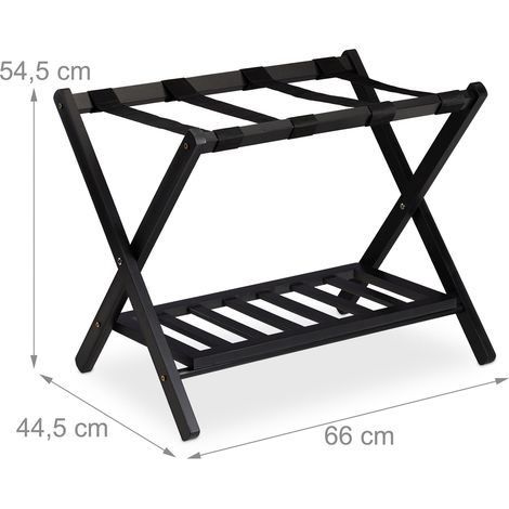 Portabagagli pieghevole per casa e viaggi 54,5 x 66 x 44,5 cm salva-spazio in legno nero 130010440
