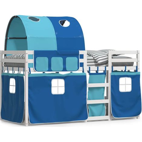 Maison Exclusive - Etagenbett mit Vorhängen Blau 80x200 cm Massiv