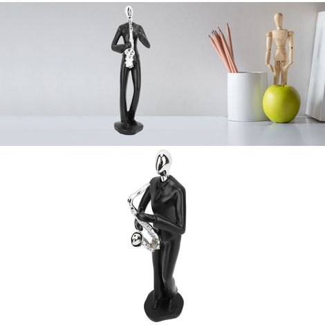 Figura de resina con motivos musicales y deportivos – Figura minimalista negra, modelo tipo 6 – Adorno decorativo para oficina y salón – Dimensiones: 9 x 7,5 x 28 cm – 1 figura robusta de resina (1/5)