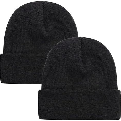 Lot de 1 ou 2 bonnets pour hommes et femmes, chauds et confortables pour l'hiver, en maille acrylique à revers. (1/5)