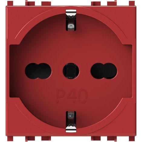 Modulo presa schuko, serie P, rosso, 16A, compatibile con serie Vimar Plana - 4Box P40 4B.V14R.P40