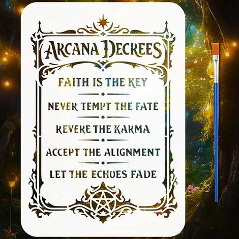 Pochoir de Peinture de Mot Divination avec Pinceau 29,7x21cm Pochoir en Plastique Réutilisable de Citation Ésotérique Gabarit de Citation Mystique pour Écriture Dessin DIY Décor Maison (1/5)