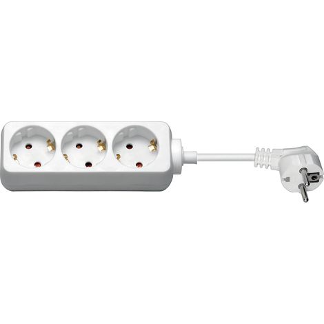 Barre multiprise x 3 Prises type E avec sécurité enfant 1,5 m Blanc