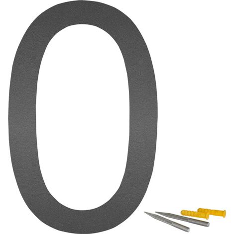 Numéro de maison en acier inoxydable, choix de la lettre, plaque de numéro de maison, police Arial, anthracite mat, 20 cm, V2Aox, chiffre : 0, design : 2D (1/4)
