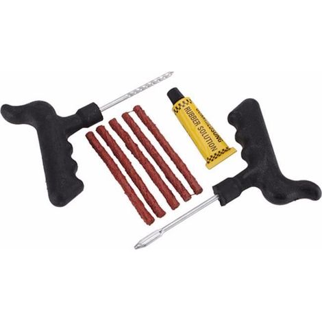 Kit de Réparation Tubeless Crevaison Pneu Voiture Moto Outils 5 Mèches Colle NF (1/3)