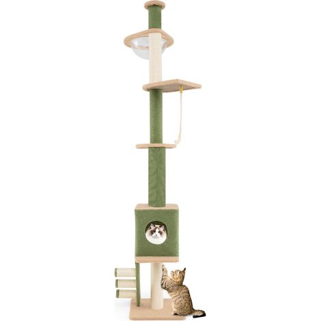 Tiragraffi da pavimento a soffitto 39 x 39 x 218-253 cm regolabile e con il massimo comfort stile vintage realizzato in pannello composito verde e marrone 200010114